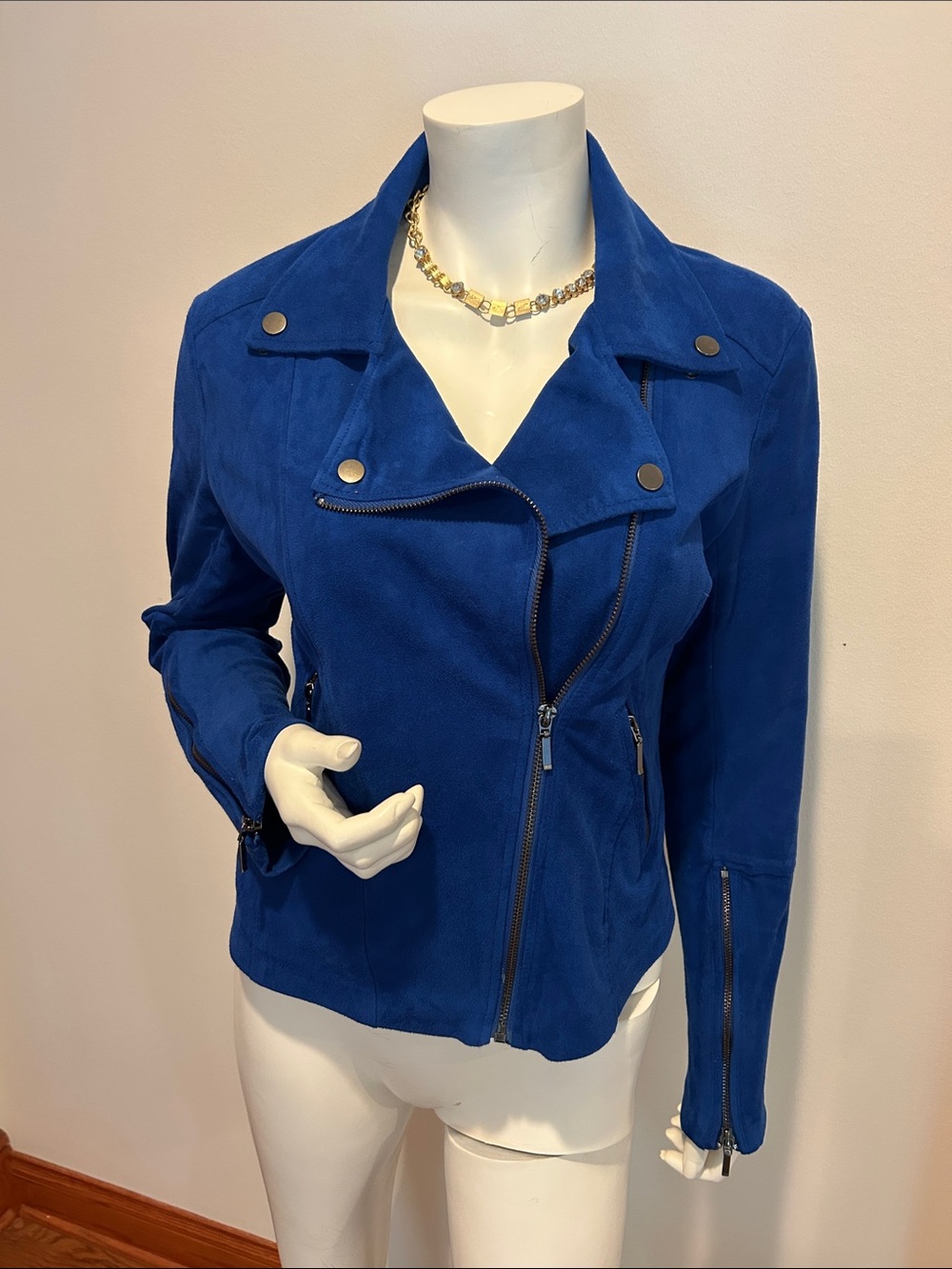 Royal Blue Suede Moto Jacket